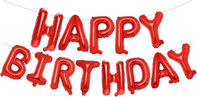 PIGETALE Red Happy Birthday Balloons Banner, 16 Inch Mylar Foil Letters Balloons by welcomePIGETALE