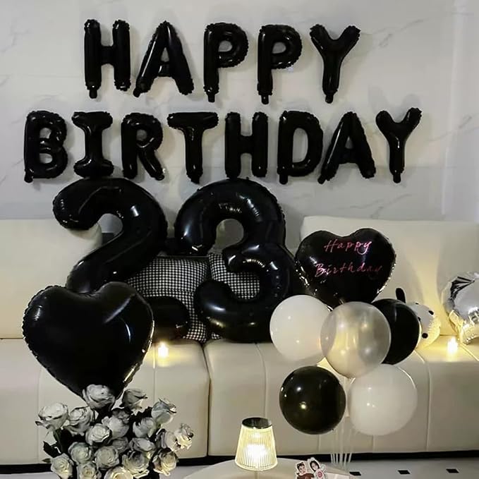 40 inch Black 3 Number Balloon Giant Foil Helium Balloons Black Large Digital - Image 4