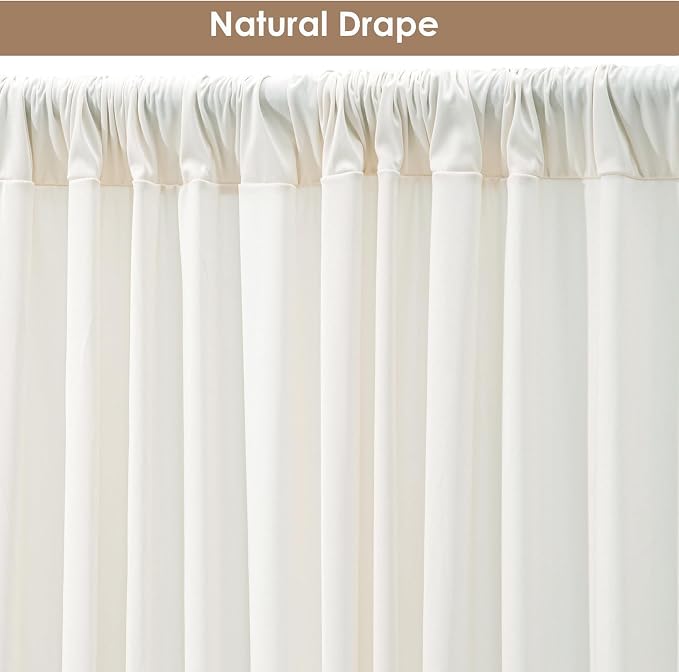 10x10ft Wrinkle Free Ivory Backdrop Curtain - Image 5