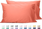 Sunflower Queen Pillowcases Set of 2, 100% Cotton Queen Size Pillow Cases 2, 20×30 inches Coral, Soft and Breathable