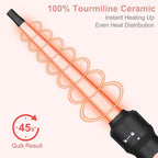 Wand Curling Iron Hair Crimper, Emocci Pro Large 3 Barrel (0.35"-1.25" Ceramic Barrel) Hair Crimper for Women Beach Waves Instant Heat Hair Waver Set for Long Hair Curlers 5-in-1 Curling Wand Set