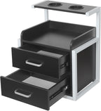 Suspended Salon Station for Hair Stylist, Wall Mounted Styling Salon Station Storage Cabinet w/2*Drawers &Hair Dryer Stand,Floating Nightstand Stylist Storage Cabinet for Home (Black+ Silver)