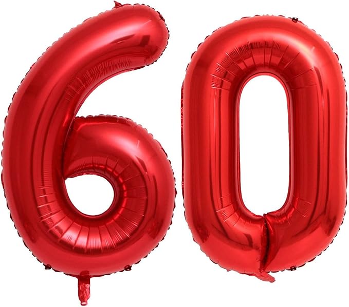 40 Inch Red Number 60 Balloons Giant 60 Balloons Red Birthday 60 Balloons 60 by LHOAVWE