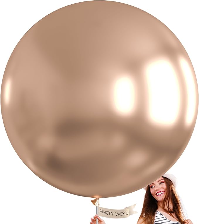 PartyWoo Metallic Rose Gold Balloons 4pcs Chrome Champagne Gold Color | 36 Inch by PartyWoo