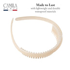Camila Paris CP3646 French Headband for Women, Beige, Strong Hold Grip Women's Hair Band, Very Flexible, No Slip and Durable Styling Girls Hair Accessories, Made in France