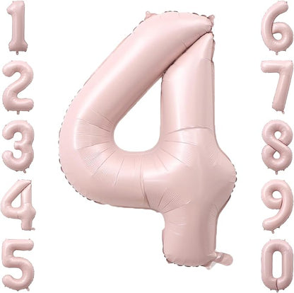 Baby Pink Number 4 Balloon 40 Inch, Blush Foil Festive Theme Party Supplies | by Unknown