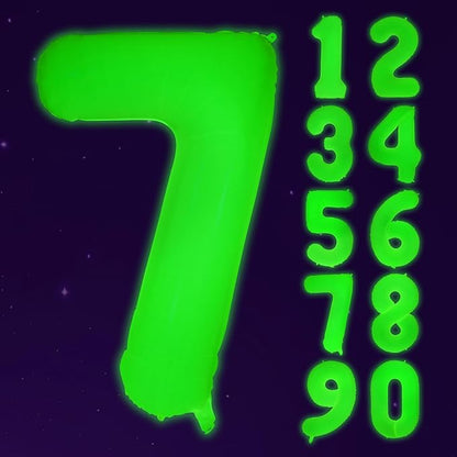 Mega-L Glow in The Dark Party Supplies, 40 Inch Yellow Number 7 Balloon | Glow by Mega-Loopolis