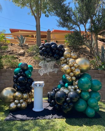 Green and Gold Black Balloon Arch Kit - Image 4