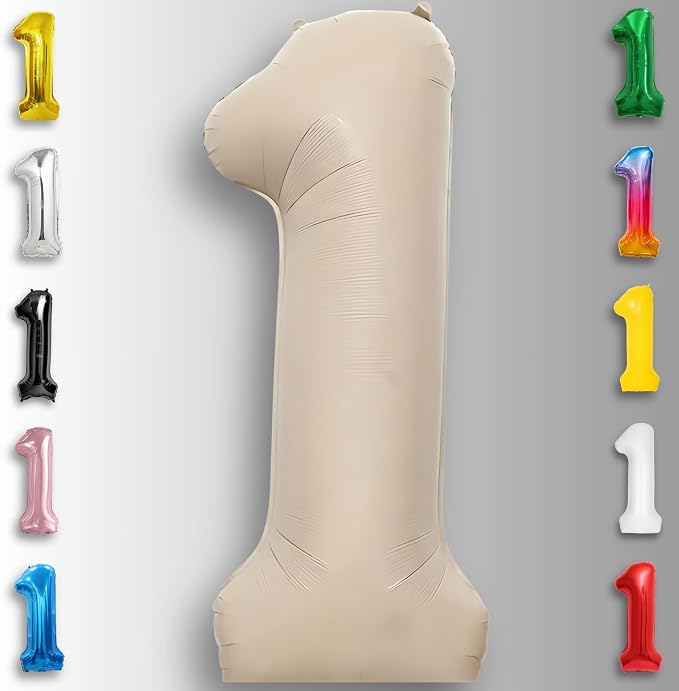 Caramel Number Balloon 1 Mylar Foil Balloons 40 inch - Image 3