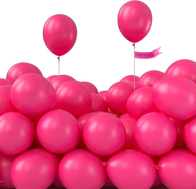 PartyWoo Hot Balloons 50pcs Small Mini Dark Pink Magenta Balloons 5 Inch | by PartyWoo