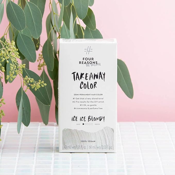 Four Reasons Original Takeaway Color - Ice Ice Blondy – 10.01 Bright Ash Blonde - Demi-Permanent Hair Color - Ammonia-Free and Fragrance-Free Hair Dye - 100% Vegan & Cruelty Free