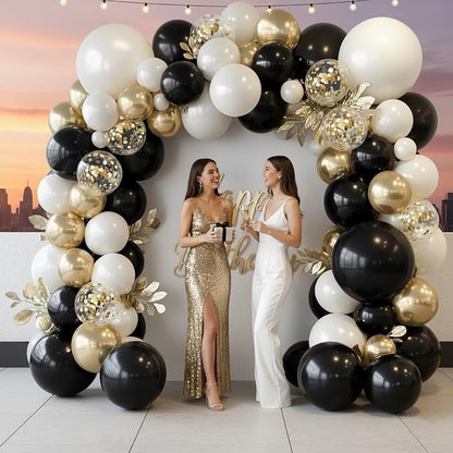 Black and Gold Balloon Arch Garland Kit 150pcs 2026 New Year's, Double Stuffed - Image 8