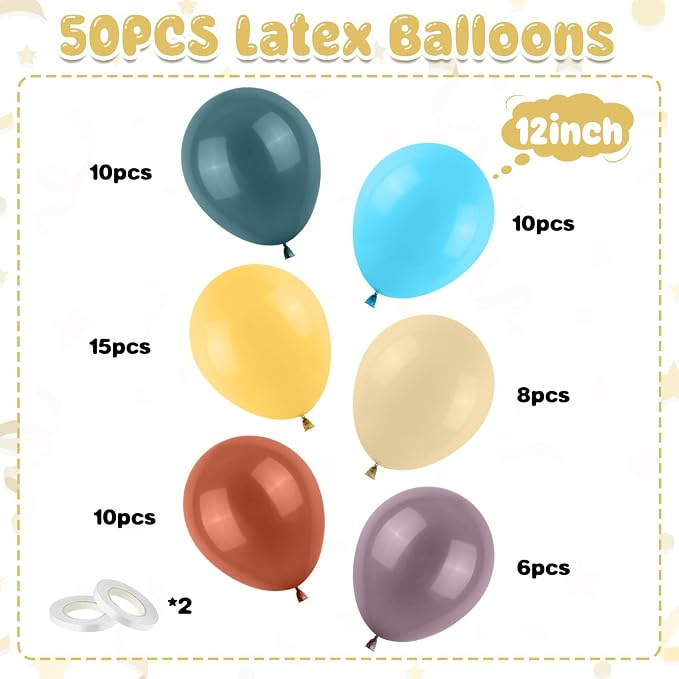 Colorful Balloons Boho Rainbow Latex Balloon Set - Image 2
