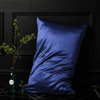 NTBAY 12 Pack Satin Standard Pillowcases for Hair and Skin, Luxurious and Silky Pillow Cases with Envelope Closure, 20 x 26 Inches, Navy Blue