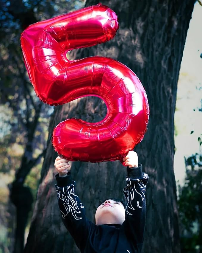 7 Balloon - Red Birthday Number Balloons, 40 Inch Decorations Men Women | Red - Image 9