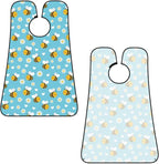 No-Slip Shaving Bib, Beard Grooming Apron with Strong Suction Cups, Yellow Bee Cute Flower Daisy Sky Blue