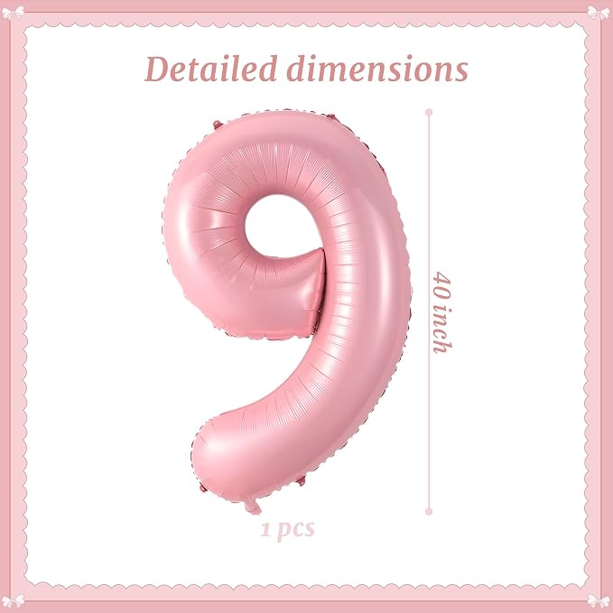 40 Inch Pink Number 9 Balloon Suitable - Image 2