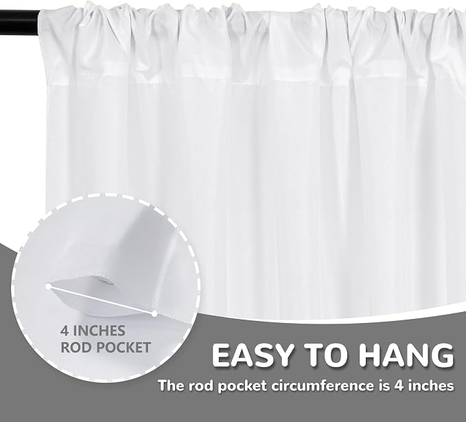 White Backdrop Curtains for Parties Valentine's Day- 10ft x 8ft White Curtains - Image 5