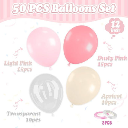 FunHot Dusty Pink Balloons, Blush Balloons, 12 Inch Apricot Transparent Latex - Image 2