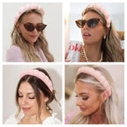 Spa Headbands for Washing Face or Makeup, Sponge Bubble Skincare Headbands, Puffy Terry Cloth Hairband for Women, Skin Care Makeup Headwear Hair Accessories for Girls (Beige)