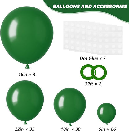 RUBFAC 135pcs Dark Green Balloons Different Sizes 18 12 10 5 Inch - Image 2