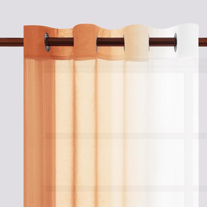 DWCN Faux Linen Ombre Sheer Curtains - Image 3