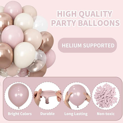 Dusty Pink White Balloons Pale Pink Beige Gold Balloon 12inch Metallic - Image 6