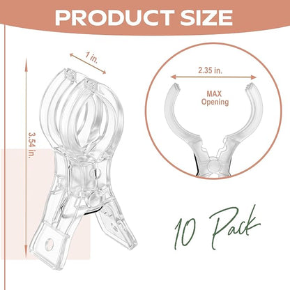 10 Pack Balloon Arch Clips, 3.5-Inch Clear Plastic Spring Clamps - Image 3