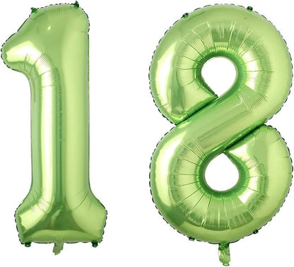 Light Green Number 18 Balloon 40 Inch, Shiny Double Digit Party Supplies | by Unknown