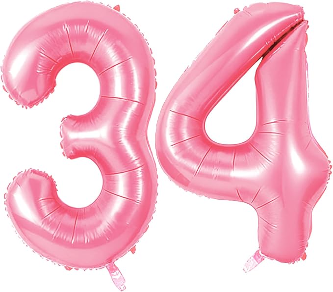 Number 34 Balloons for 34th Birthday Party Decorations, 0-100 Large No.34 by Joycard