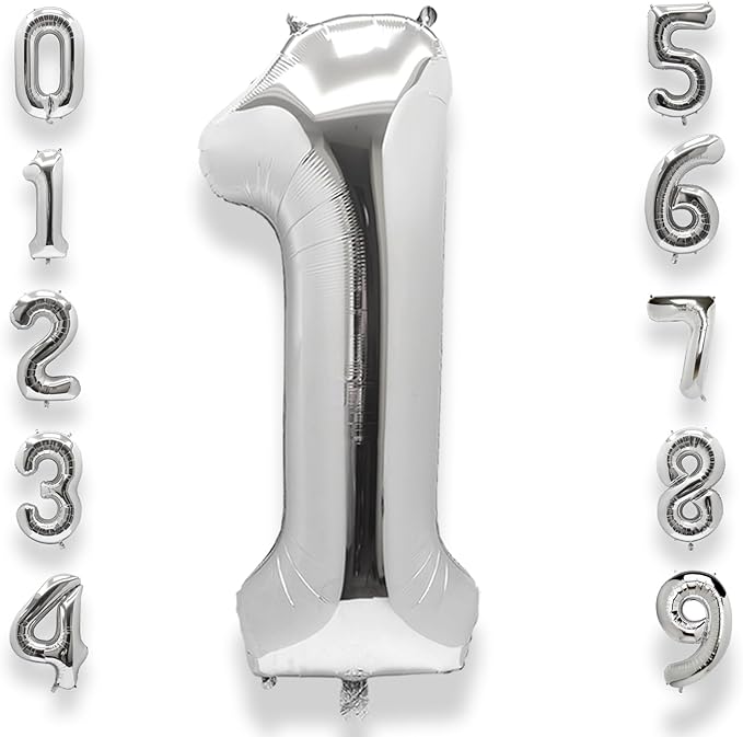 AULE 40 Inch Silver 1 Balloon Number Foil 0-9 Birthday Big Numbers | Birthday by AULE