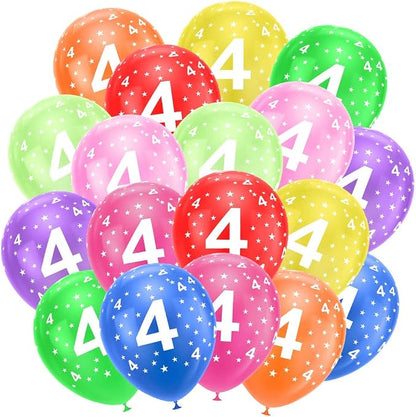 Ainiv 4th Birthday Balloons 18PCS, 12inch Numbers Printed Latex Balloons | 4th by Ainiv