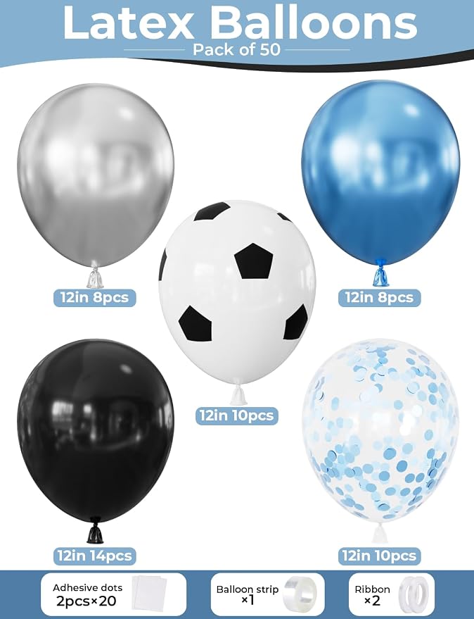 Soccer Balloons, Soccer Print Confetti Balloons - Image 6
