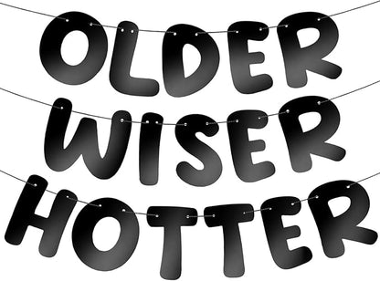 Fulmoon Set of 3 Pre Strung Older Wiser Hotter Glitter Banner Funny Birthday by Fulmoon