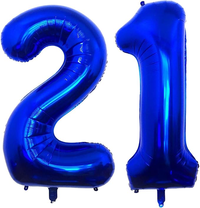 Navy Blue 21 Number Balloons, 40 Inch Giant Number 21 Balloons Foil Mylar by Lovoir