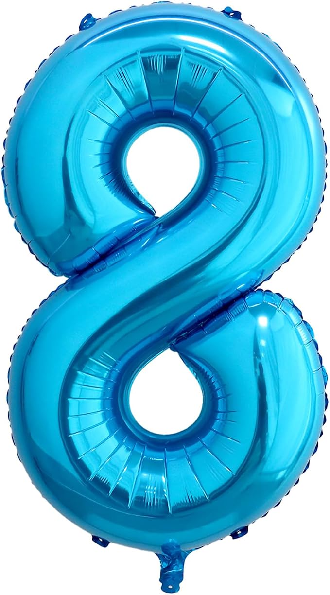 40 Inch Blue Number 8 Balloon, Giant Number Balloons, Birthday Decorations | by Unknown