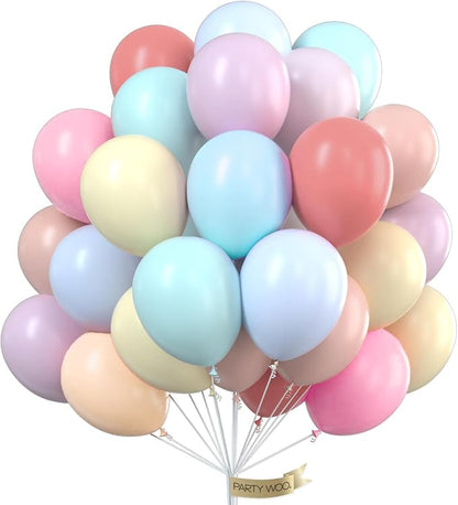 PartyWoo Pastel Rainbow Balloons 50pcs Latex Helium Balloons 12 Inch | Baby by PartyWoo