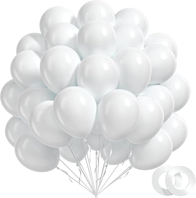 BAUANOOY 100pcs White Balloons 12 inch by BAUANOOY