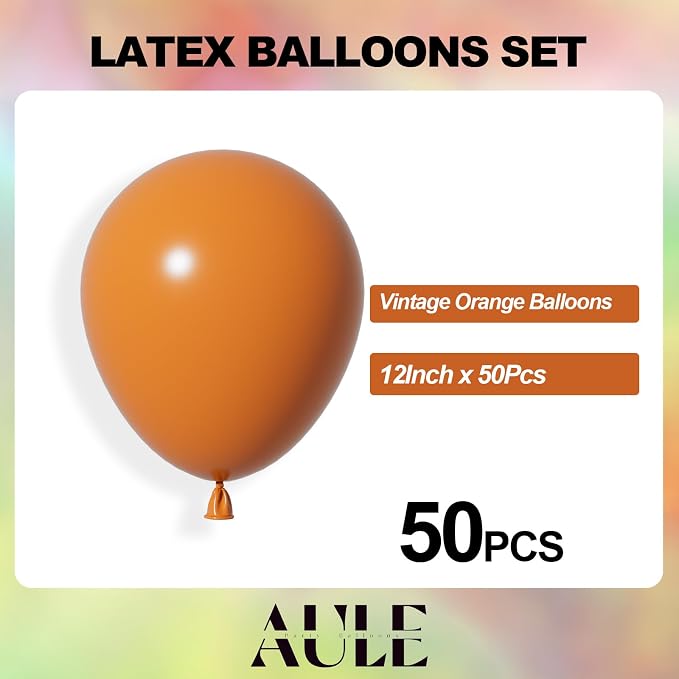 AULE 50Pcs Latex 12 Inch Burnt Orange Balloons | Helium Party Happy Birthday - Image 2