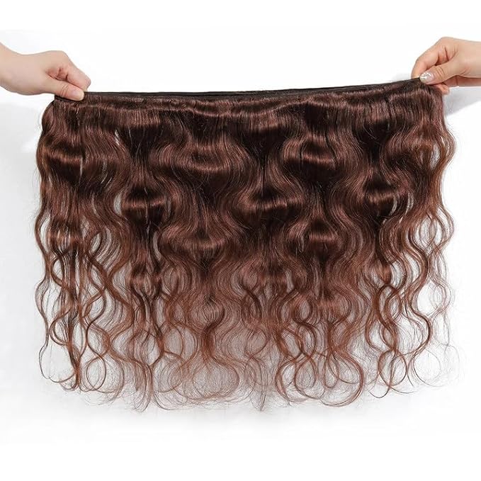 34 Inch Brown Bundles Human Hair Color 4 Body Wave Bundles Niegmeag Virgin Soft and Skily Remy Hair Extensions Double Weft Chocolate Bundle Hair Weave