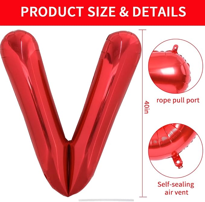 TONIFUL 40 Inch Large Bright Red Letter Balloons A-Z, Giant Jumbo Helium Foil - Image 2