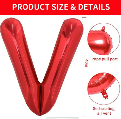 TONIFUL 40 Inch Large Bright Red Letter Balloons A-Z, Giant Jumbo Helium Foil - Image 2