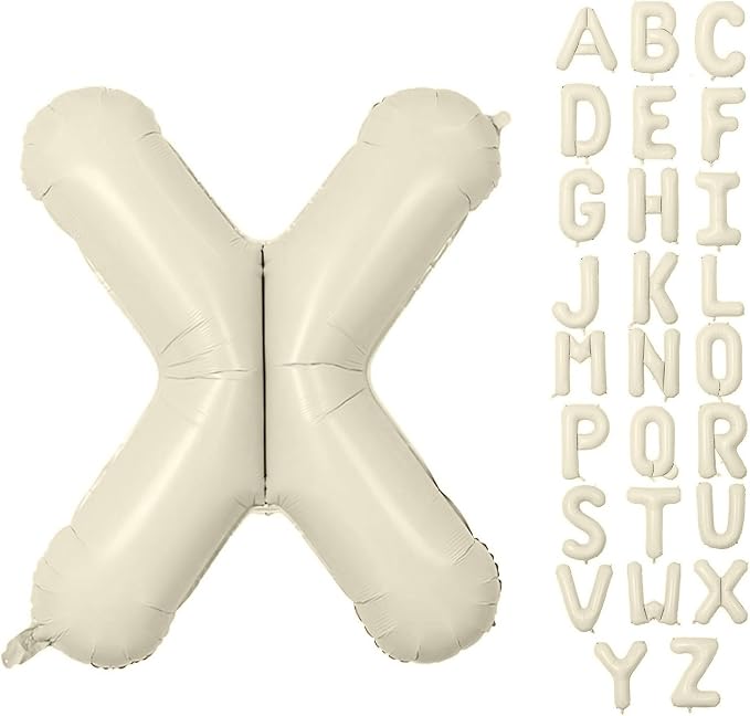 Letter Balloon 40Inch Cream White Big Alphabet Balloons Letter X | Giant Foil by YUNSHANGMO