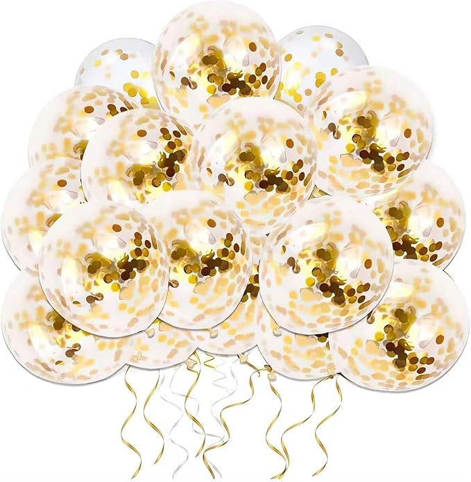 50pcs Gold Confetti Latex Balloons, 12 inch Gold Balloons by Thomtery