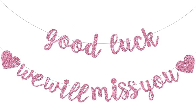BEISHIDA Glitter Pink Good Luck We Will Miss You Banner Party Decor No DIY | by Beishida
