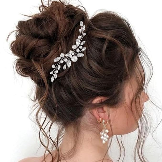 JAKAWIN Pearl Hair Pin Silver Wedding Hair Piece Bridal Hair Accessories for Women HP179 (1 Silver)