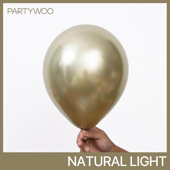 PartyWoo Metallic Gold Balloons 50pcs Chrome Gold Color 12 Inch | Balloons - Image 2