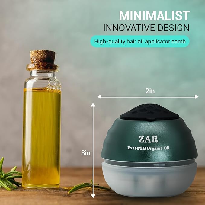 Zar Hair Comb | 2 in 1 Portable Hair Oil Applicator & Scalp Massager Brush | Boost Hair Growth | for All Hair Types | 30ml Capacity