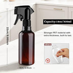 Plastic Spray Bottles 12oz Mist Continuous Spraying Bottle Heavy Duty Empty Water Spray Bottles for Hair, Cleaning Solutions, Plants，Essential Oils 1 Pack (Brown-1pcs)