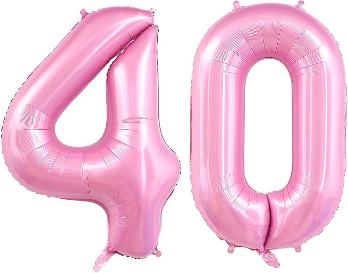 Pastel Pink 40 Balloon Number, 40 Inch Light Pink 40 Balloons Large Helium Foil by BBPOOL